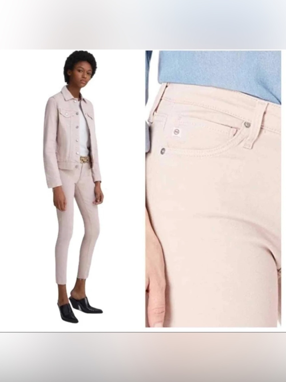 AG The Legging Ankle Super Skinny Jeans in pale pink